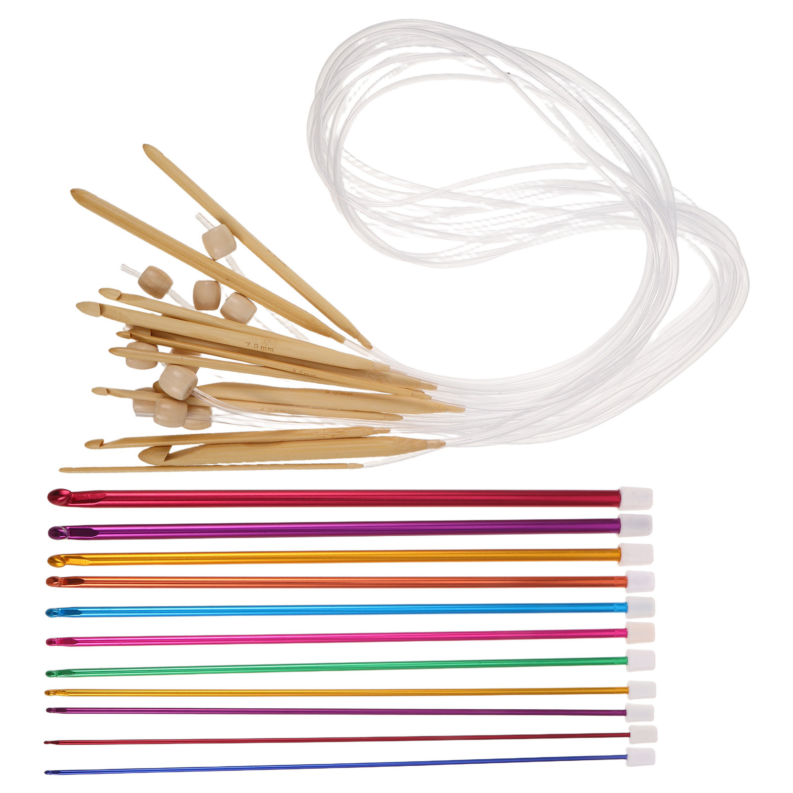 Wooden Crochet Hooks Ergonomic Handle - 1 conjunto de agulhas de crochê