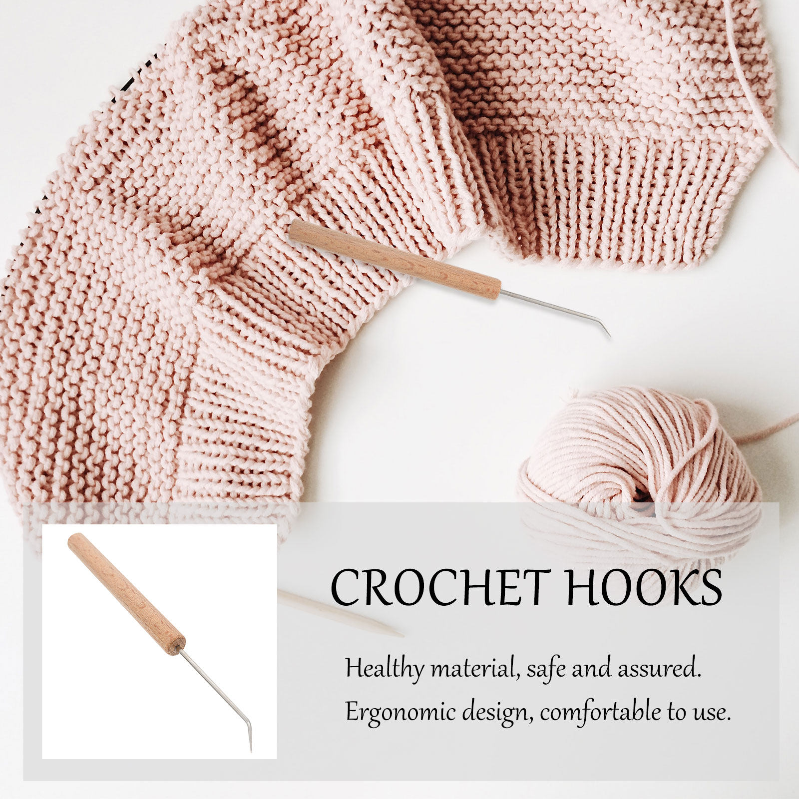 Wooden Crochet Hooks Ergonomic Handle - Agulhas de crochê com cabo de
