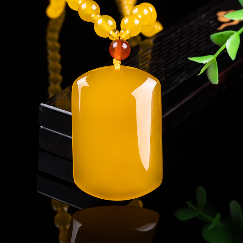 Beading - Pingente quadrado liso de calcedônia dourada