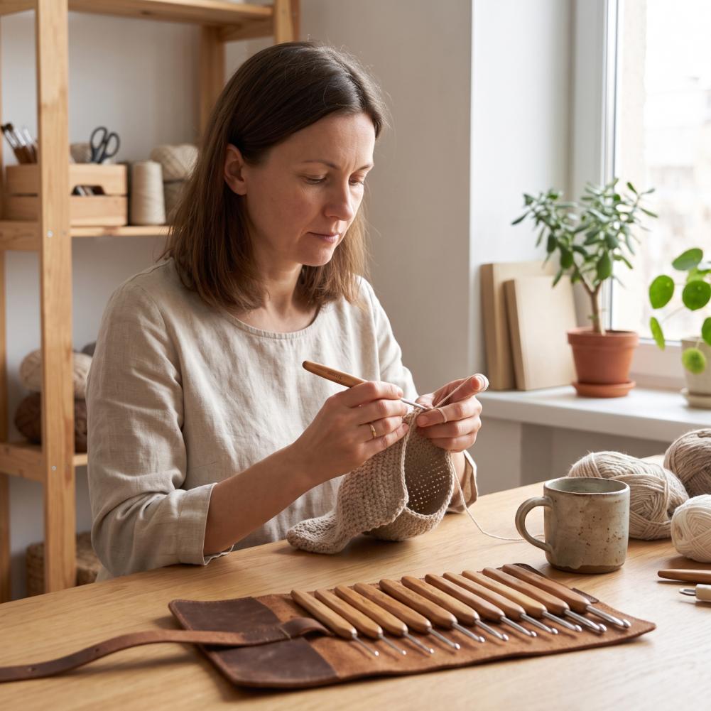 Conjunto de Agulhas de Crochê  - Wooden Crochet Hooks Ergonomic Handle avaliação e preço