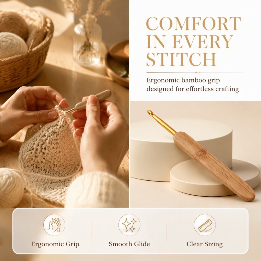 Conjunto de 8 agulhas de croch - Wooden Crochet Hooks Ergonomic Handle avaliação e preço