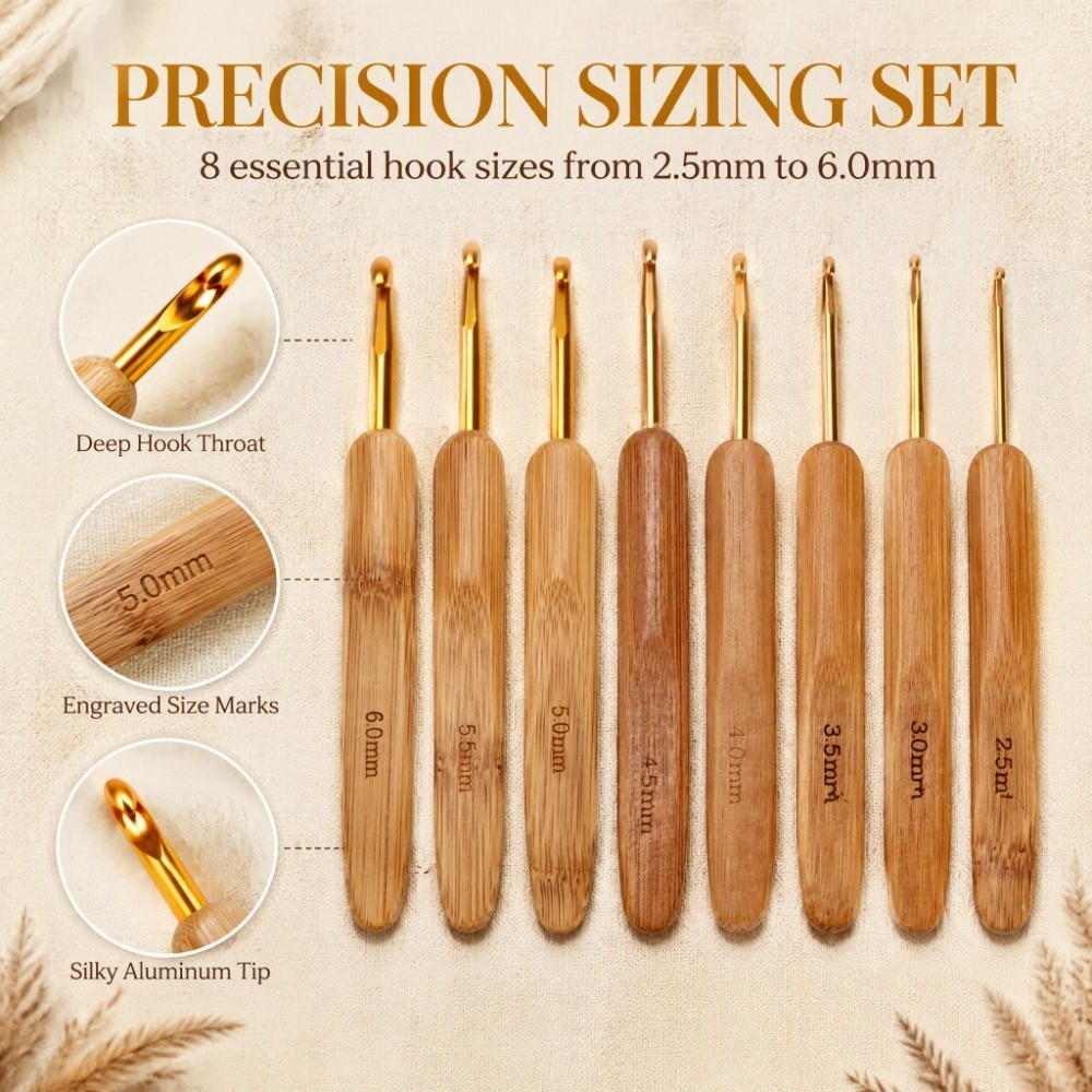 Conjunto de 8 agulhas de croch - Wooden Crochet Hooks Ergonomic Handle avaliação e preço