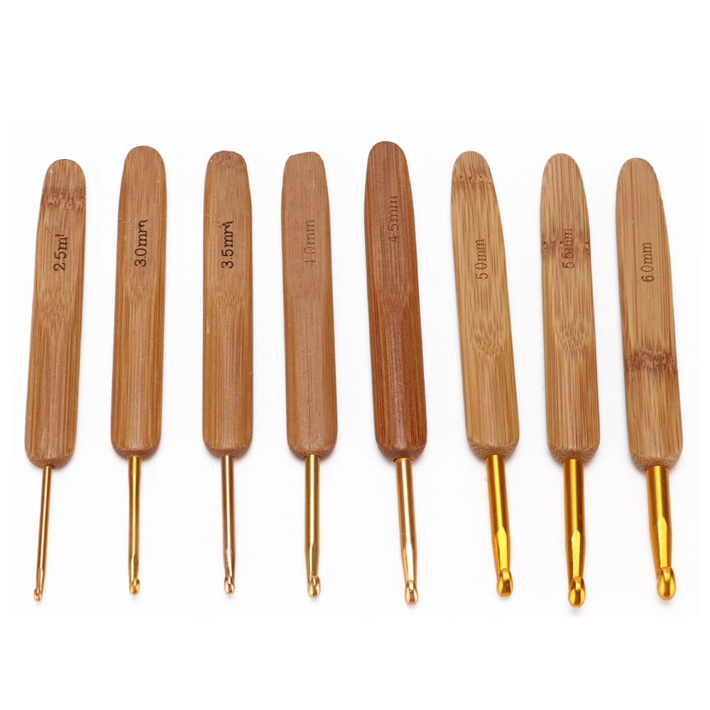 Conjunto de 8 agulhas de croch - Wooden Crochet Hooks Ergonomic Handle avaliação e preço