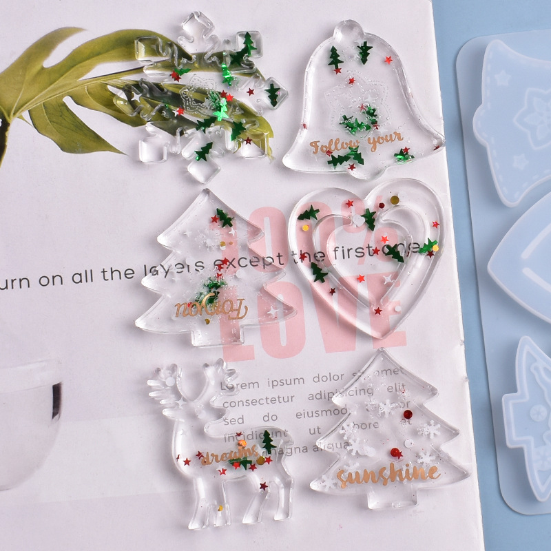 Molde de natal diy resina cris - Silicone Epoxy Resin Molds Set avaliação e preço